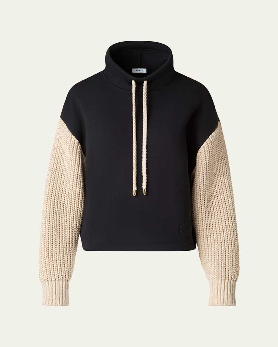 Mixed-Media Chunky Knit Sweater